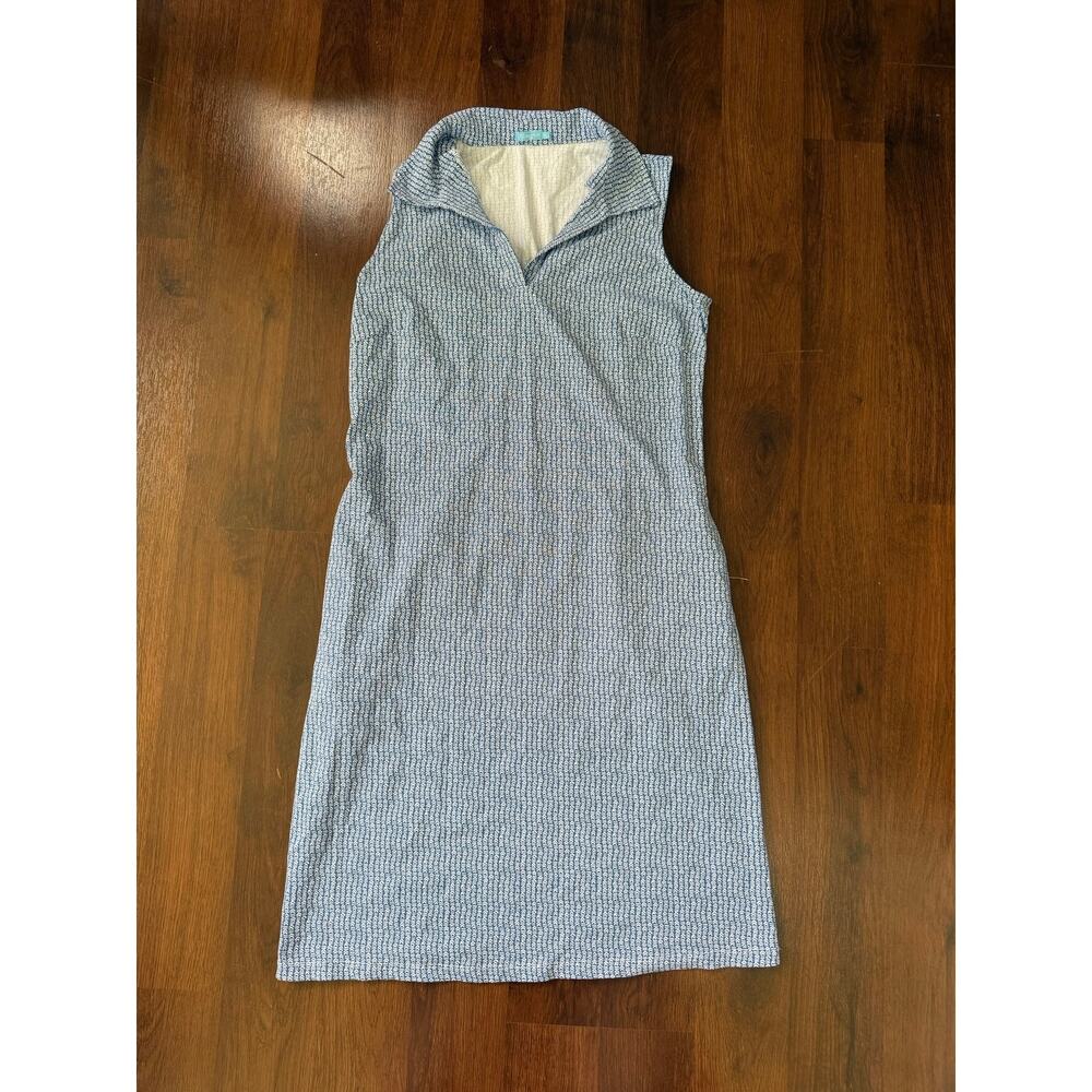 J.McLaughlin Catalina Cloth Sleeveless Dress Blue White S Preppy Golf Pickleball